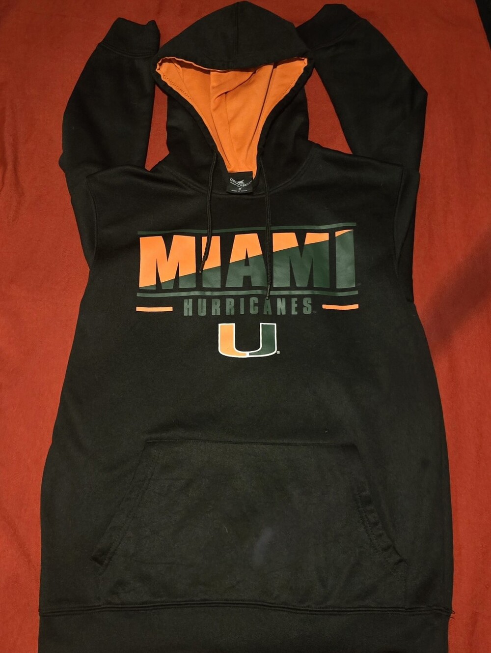 Colosseum Miami Hurricanes Black and Orange Mens Hooded Top